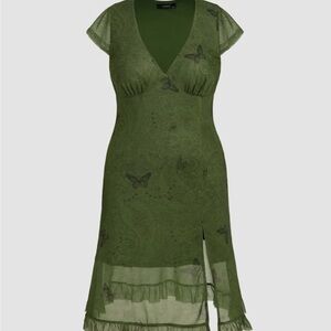 NWT Cider Midi Butterfly Split Hem Dress in Green PLUS SIZE! (4x)